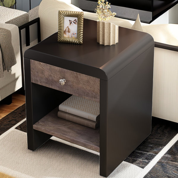 Latitude Run® Mid Century Modern Nightstand with One Drawer and Shelf